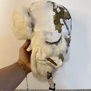 Yukon Tracks Realtree Rabbit Fur Winter Camo Trappers Hat- L/XL